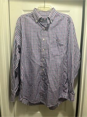 Vineyard Vines Classic Fit Tucker Shirt Mens Medium Purple Blue Check Button Up
